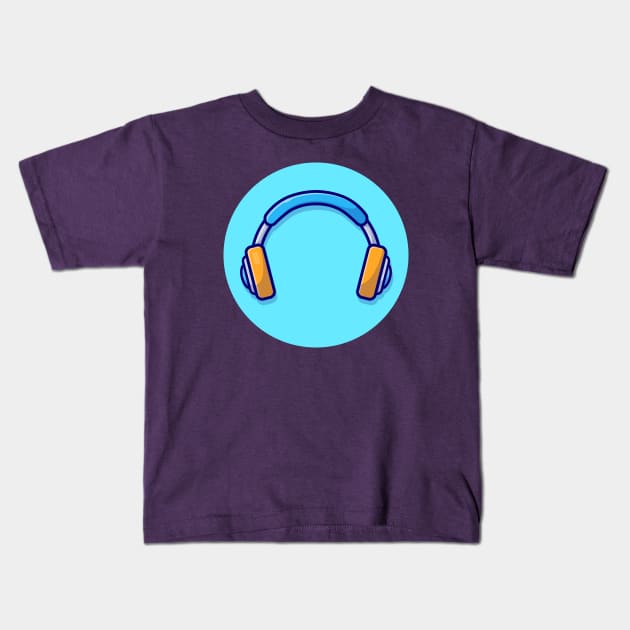 Headphone Cartoon Vector Icon Illustration Kids T-Shirt by Catalyst Labs